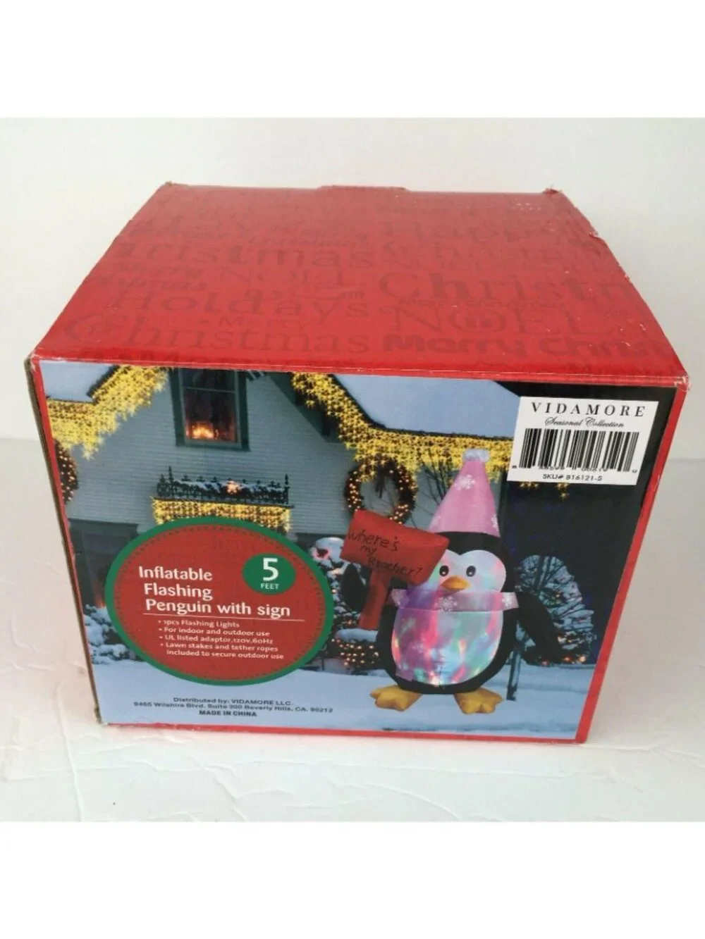 Vidamore 5 Ft Inflatable Penguin Brother Sign Flashing Lights Christmas Outdoor